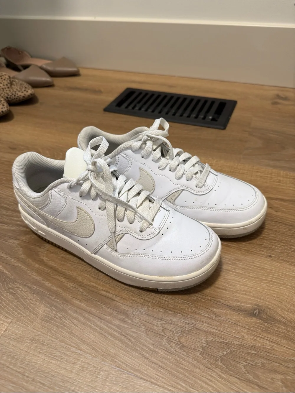Nike White Low-Top Leather Court Sneakers